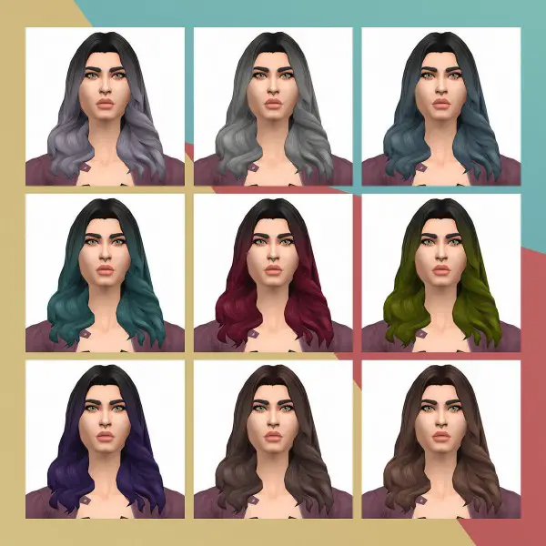 Busted Pixels: Long Wavy v1 hair retextured for Sims 4