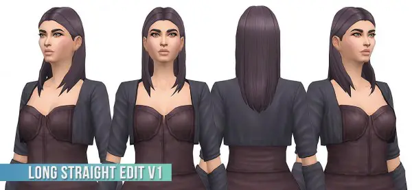 Busted Pixels: Long Straight v1 hair retextured for Sims 4