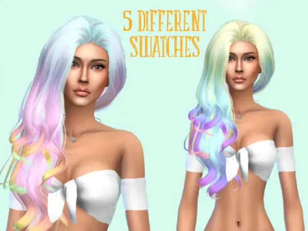 The Sims Resource: Antos Dynasty Pastel Rainbow hair retextured by SweetCranberry for Sims 4