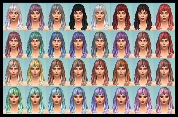 Mod The Sims: Ombre Long Wavy Hair 56 Recolours   Seasons Required by Simmiller for Sims 4