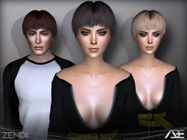 The Sims Resource: Zendi hair by Ade Darma for Sims 4