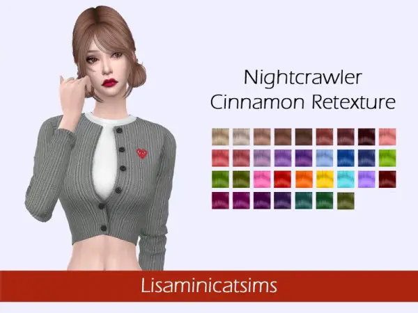 The Sims Resource: Nightcrawler`s Cinnamon hair retextured by Lisaminicatsims for Sims 4