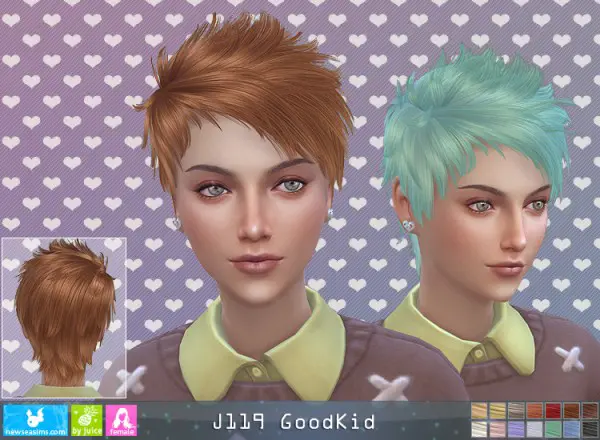 NewSea: J119 Good Kid hair for her for Sims 4