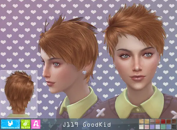 NewSea: J119 Good Kid hair for her for Sims 4
