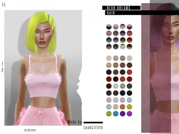 The Sims Resource: Neon Dreams Hair by Leah Lillith for Sims 4