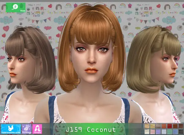 NewSea: J159 Coconut hair for Sims 4