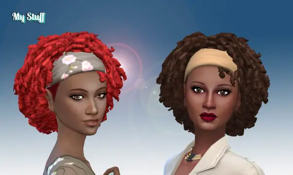 Mystufforigin: Tight Curls Bandana for Sims 4