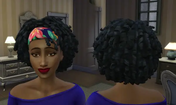 Mystufforigin: Tight Curls Bandana for Sims 4