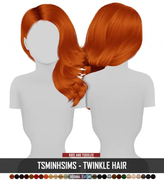 Coupure Electrique: Tsminh`s Twinkle Hair retextured   kids version for Sims 4