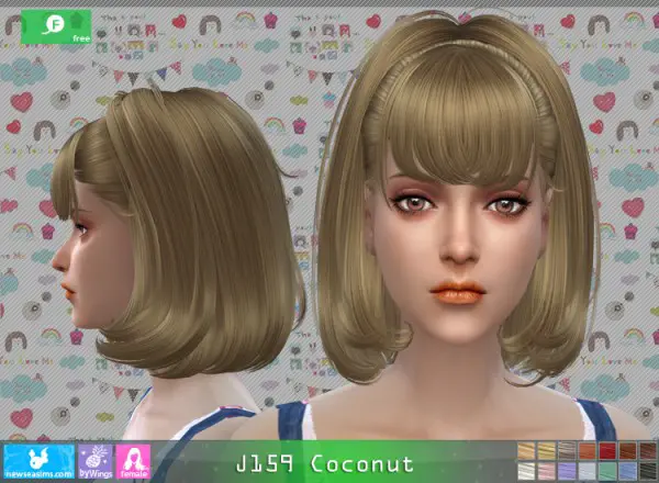 NewSea: J159 Coconut hair for Sims 4