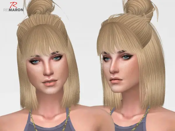 The Sims Resource: Onyx Hair Retextured by remaron for Sims 4