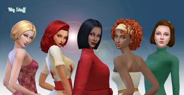 Mystufforigin: Female Medium Hair Pack 11 for Sims 4