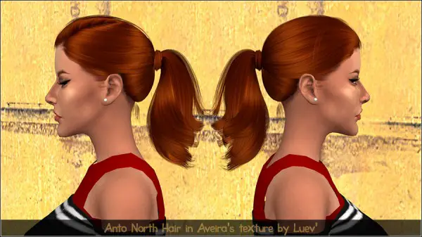 Mertiuza: Anto`s North hair retextured for Sims 4
