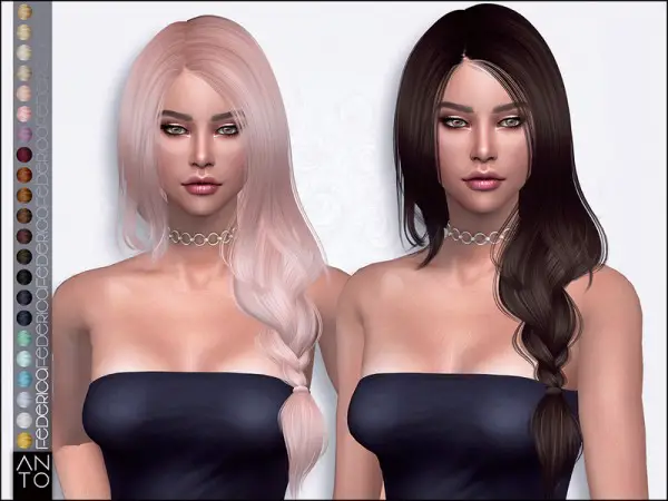 The Sims Resource: Federica hair by Anto for Sims 4