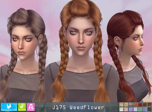 NewSea: J175 Weed Flower hair for Sims 4