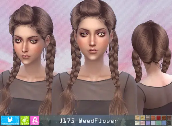 NewSea: J175 Weed Flower hair for Sims 4