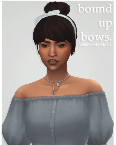 Cowplant Pizza: Bound up bows hair recolored for Sims 4