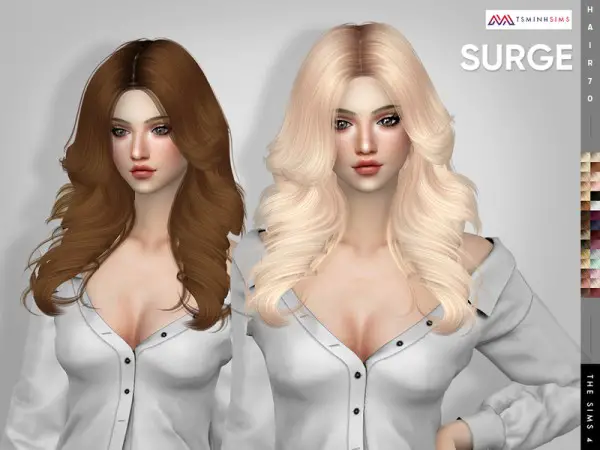 The Sims Resource: Surge Hair 70 byTsminhSims for Sims 4