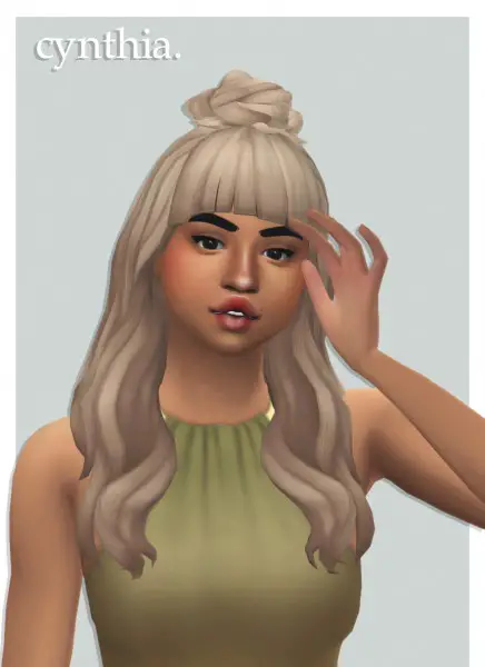 Cowplant Pizza: Cynthia hair recolored for Sims 4