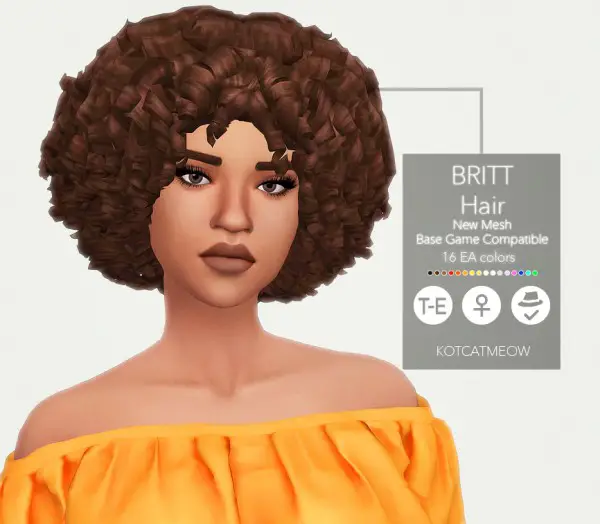 Kot Cat: Britt hair retextured for Sims 4