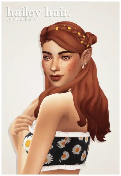 Cowplant Pizza: Hailey hair recolored for Sims 4