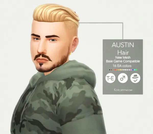 Kot Cat: Austin Hair for Sims 4