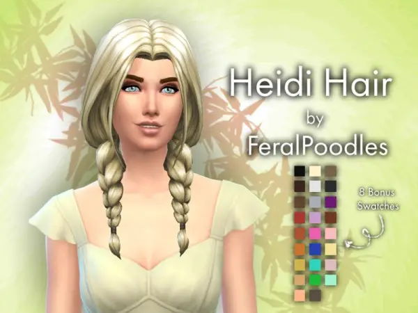 The Sims Resource: Heidi Hair Retextured by feralpoodles for Sims 4