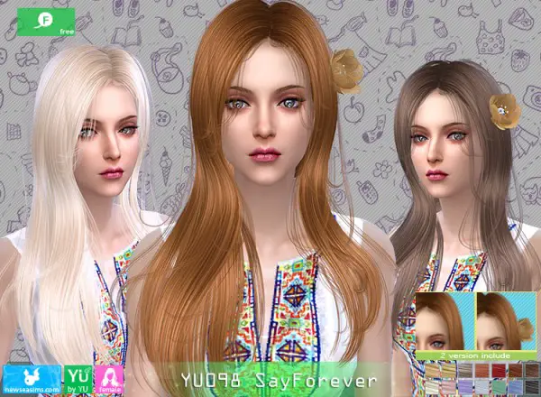 NewSea: YU098 SayForever Hair for Sims 4