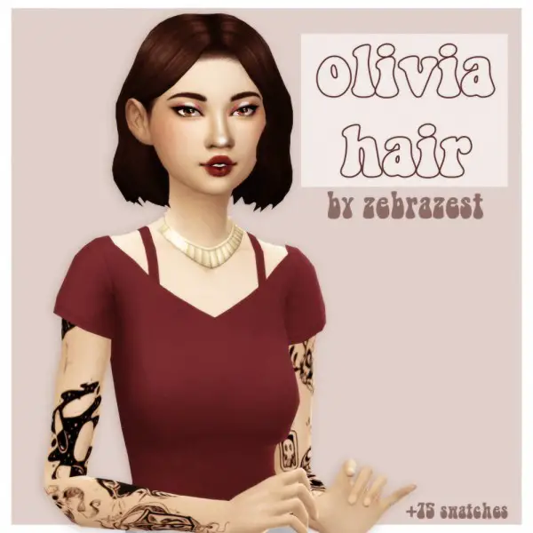Cowplant Pizza: Olivia Hair Recolored for Sims 4