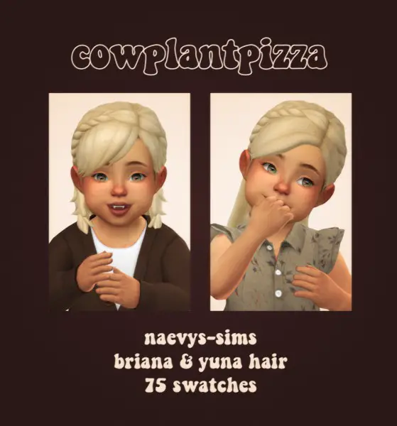 Cowplant Pizza: Briana and yuna hairs recolored for Sims 4