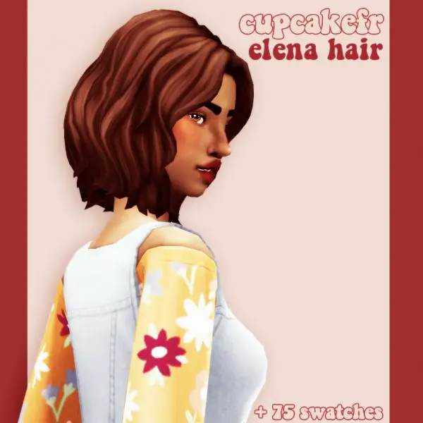 Cowplant Pizza: Elena hair recolored for Sims 4