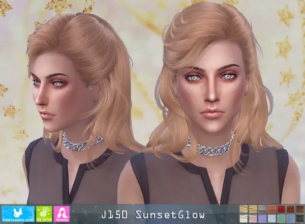 NewSea: J150 Sunset Glow Hair for Sims 4