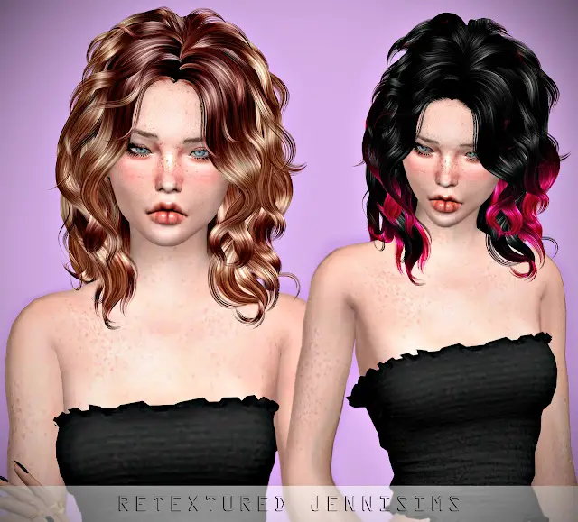 Jenni Sims: Newsea`x Lingering Hair retextured - Sims 4 Hairs