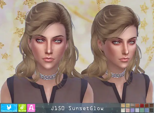 NewSea: J150 Sunset Glow Hair for Sims 4