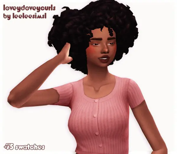 Cowplant Pizza: Loveydoveyfro hair recolored for Sims 4