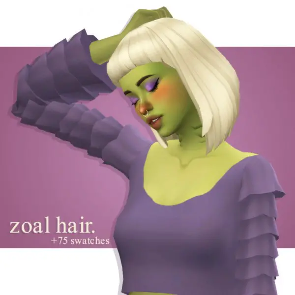 Cowplant Pizza: Zoal Hair recolored for Sims 4
