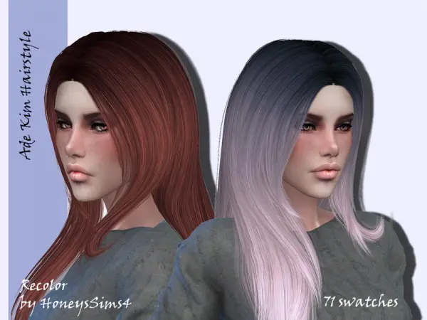 The Sims Resource: Ade Darma`s  Kim hair recolored by Jenn Honeydew Hum for Sims 4