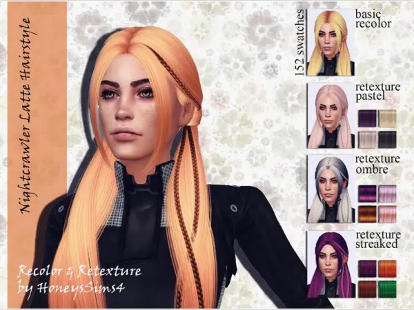 The Sims Resource: Nightcrawler`s Latte Hairstyle Recolored by Jenn Honeydew Humy for Sims 4