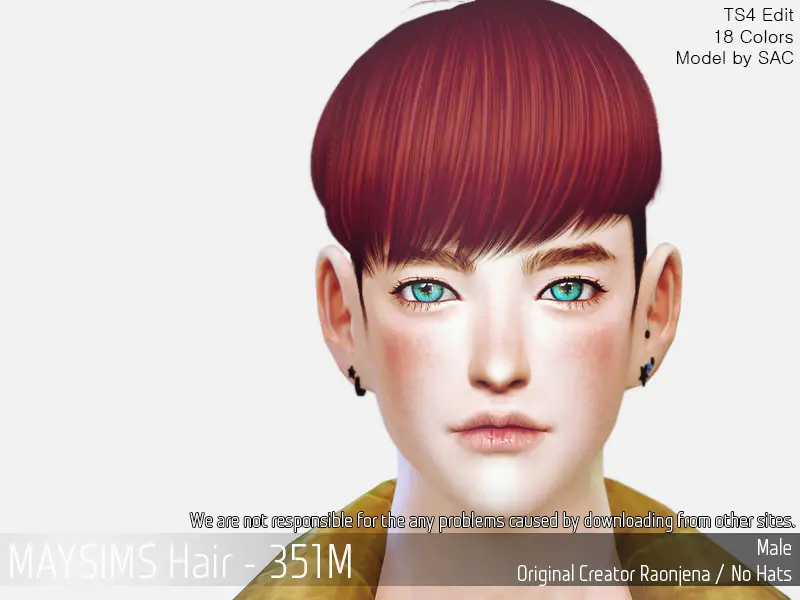 MAY Sims: MAY351M Hair retextured - Sims 4 Hairs