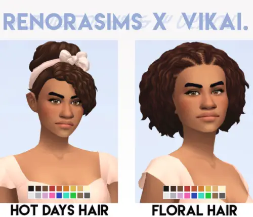 IMVikai: Floral Hair for Sims 4