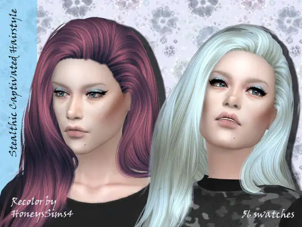 The Sims Resource: Stealthic`s Captivated hair retextured by Jenn Honeydew Hum for Sims 4