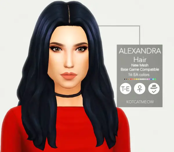 Kot Cat: Alexandra hair for Sims 4