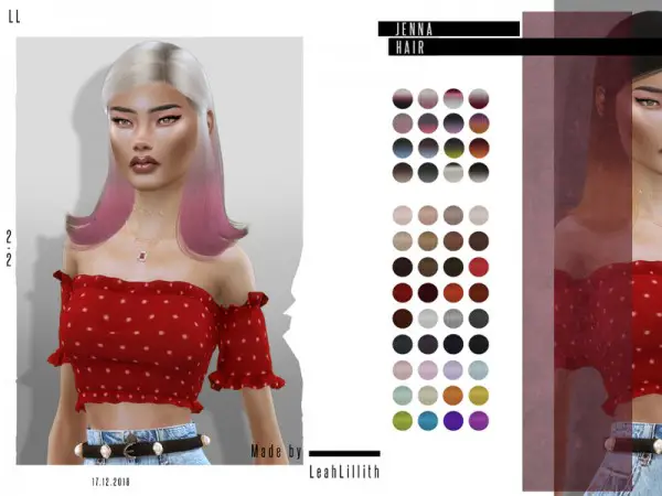 The Sims Resource: Jenna Hair by Leah Lillith for Sims 4