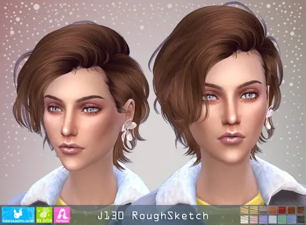 NewSea: J130 Rough Sketch hair for her for Sims 4