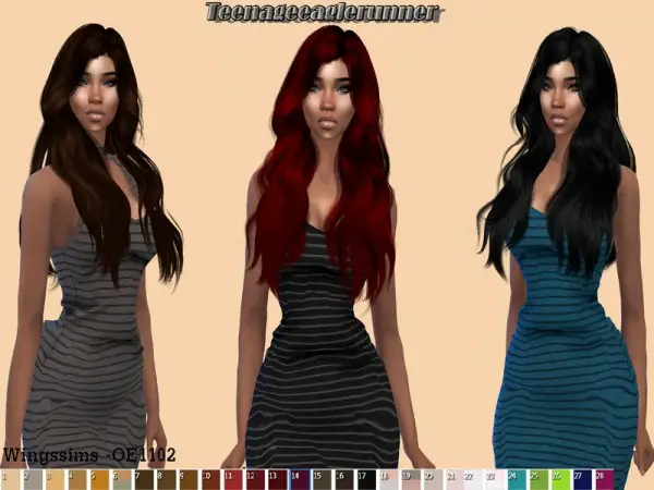 The Sims Resource: WINGS OE1102 Hair Recolored by Teenageeaglerunner for Sims 4