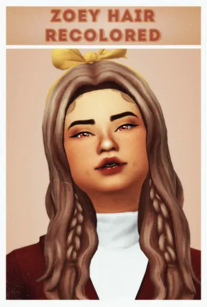 Cowplant Pizza: Zoey hair recolored for Sims 4