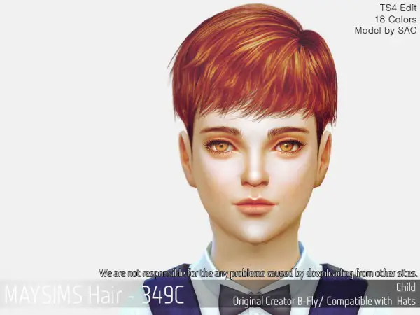 MAY Sims: MAY349C Hair retextured for Sims 4