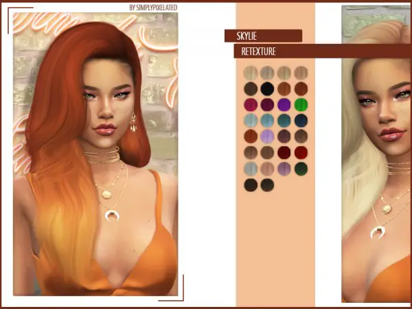 The Sims Resource: Skylie hair retextured by SimplyPixelated for Sims 4