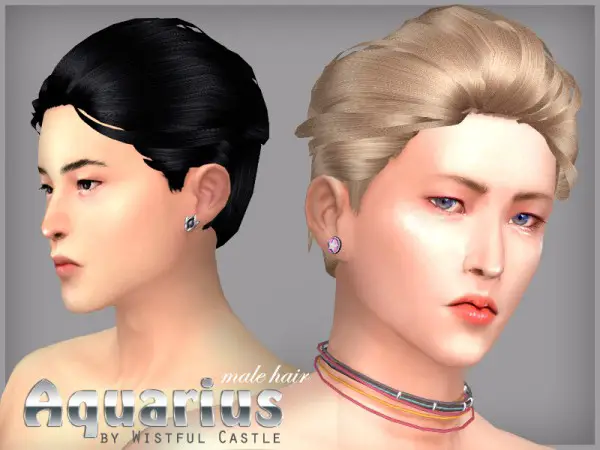 The Sims Resource: Aquarius hair by WistfulCastle for Sims 4