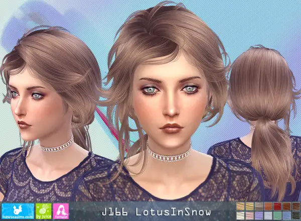 NewSea: J166 Lotus in Snow hair for Sims 4